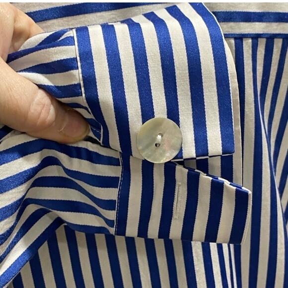 Zara Blue White Striped Collared Tunic Long Sleeve Shirt Dress Size Medium - Picture 6 of 8